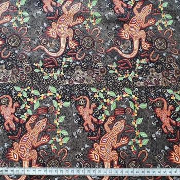 Preview: MAN & GOANNA Aborigines Stoff aus Australien